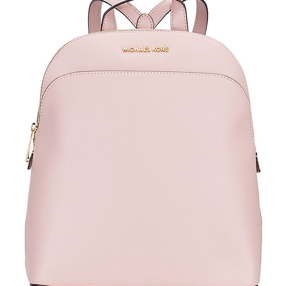 Michael Kors Emmy Pink Dome Backpack with Gold Accents & Matching Wallet